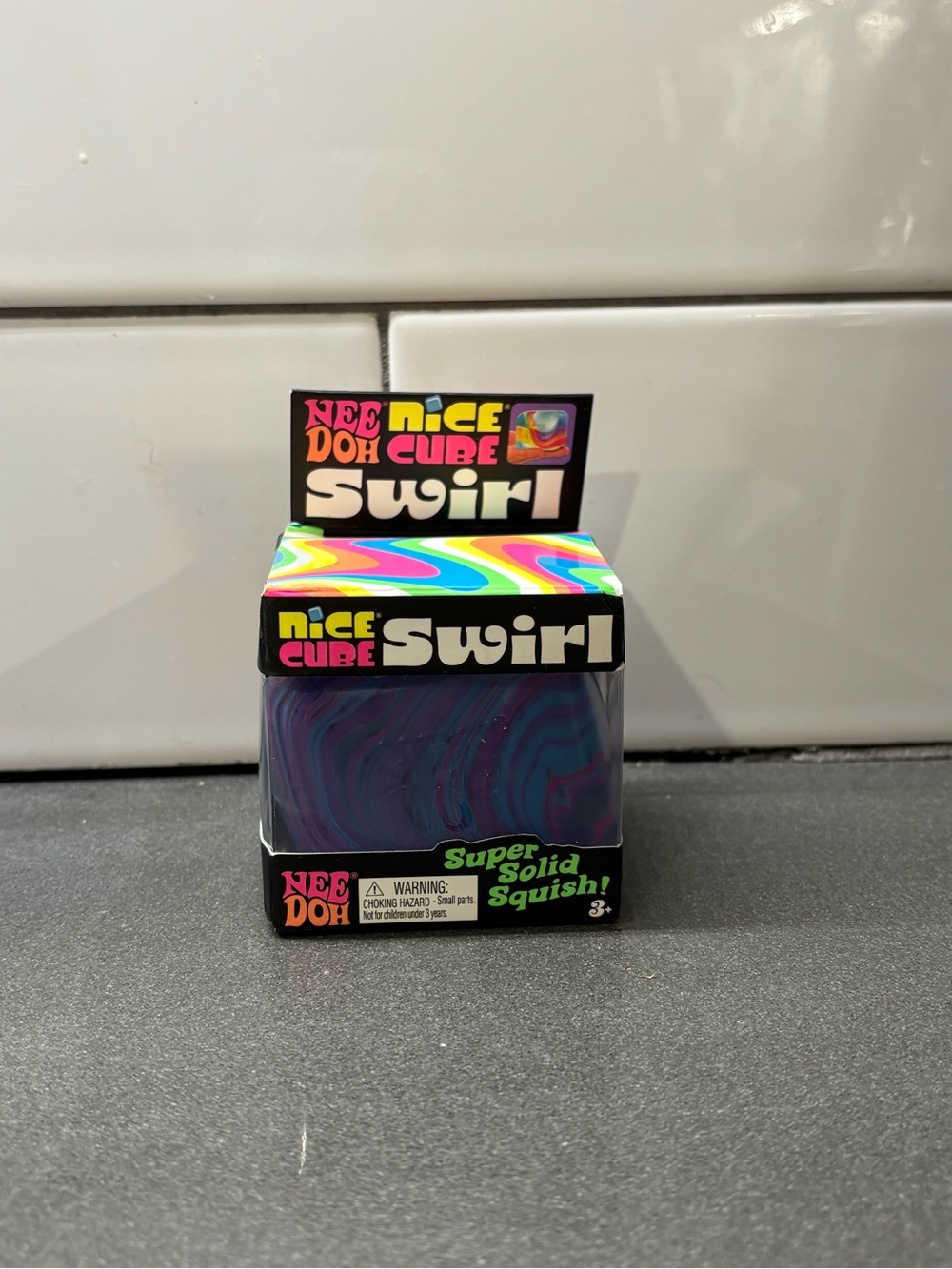 Nice Cube Swirl Super Solid Squish Cube - Purple & Blue Swirl 💫 #needoh #squishy